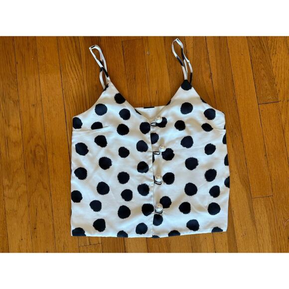 Mother of Pearl Tara Camisole Top Black White Polka Dot, Quiet Luxury $295 - Picture 12 of 16